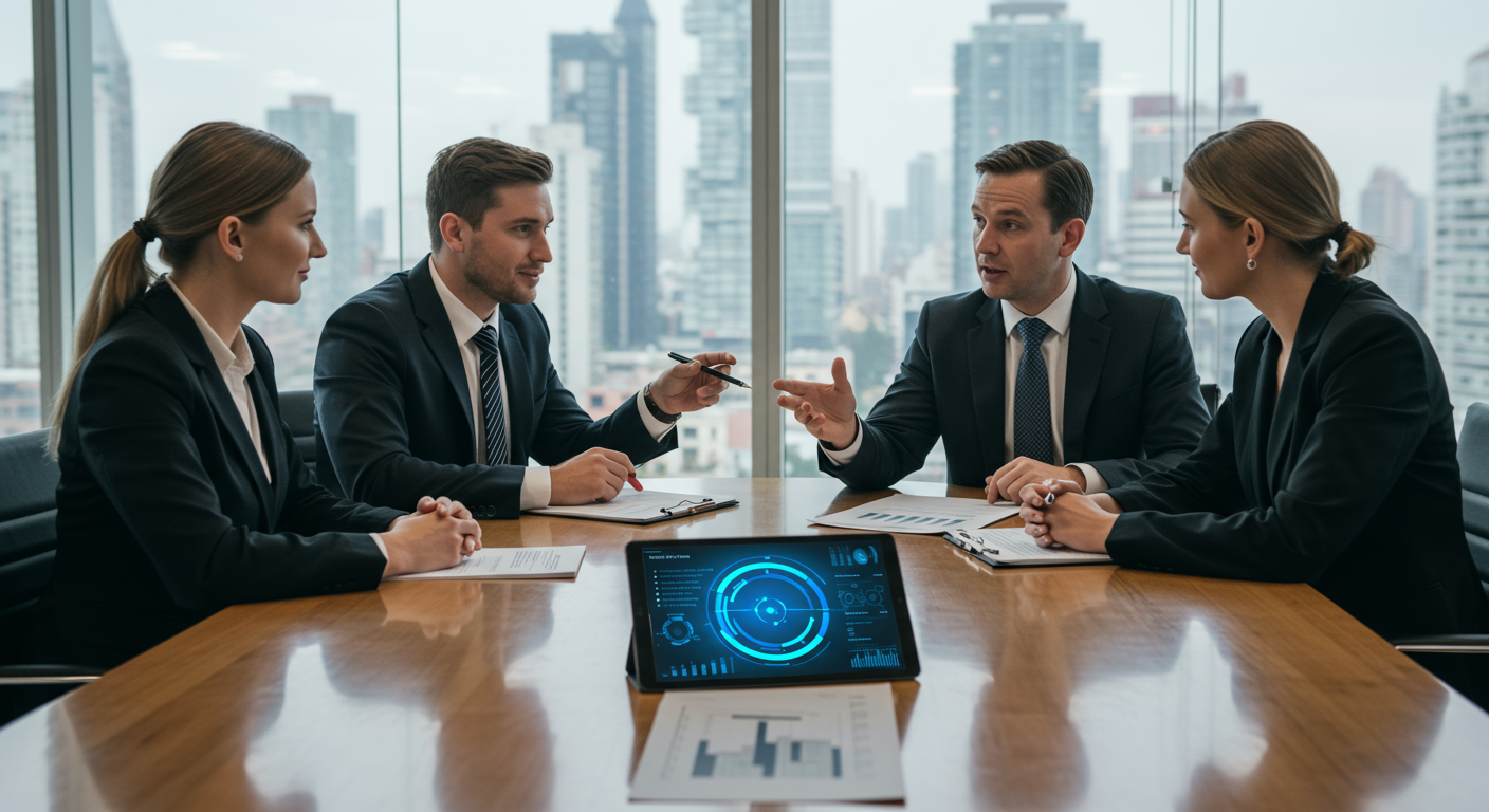 Business meeting discussing strategy